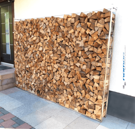 Holzstapelhilfe aus Edelstahl Holzstapelhalter Holzlager Kaminholzregal V2A | made in Germany